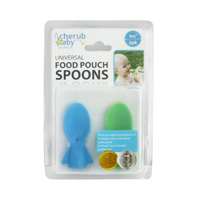Universal Food Pouch Spoon 2pk - Blue & Green