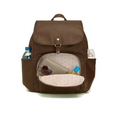 Freddie Faux Leather Backpack Nappy Bag - Tan