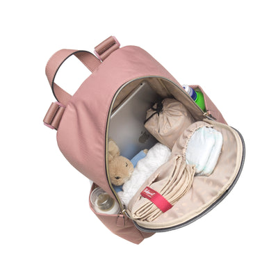 Babymel | Gabby Backpack Nappy Bag with Vegan Faux Leather - Dusty Pink - Belly Beyond 