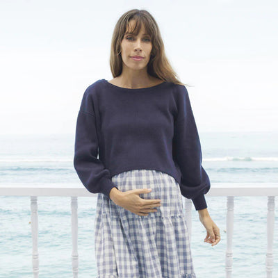 Knitted Maternity Top - Navy