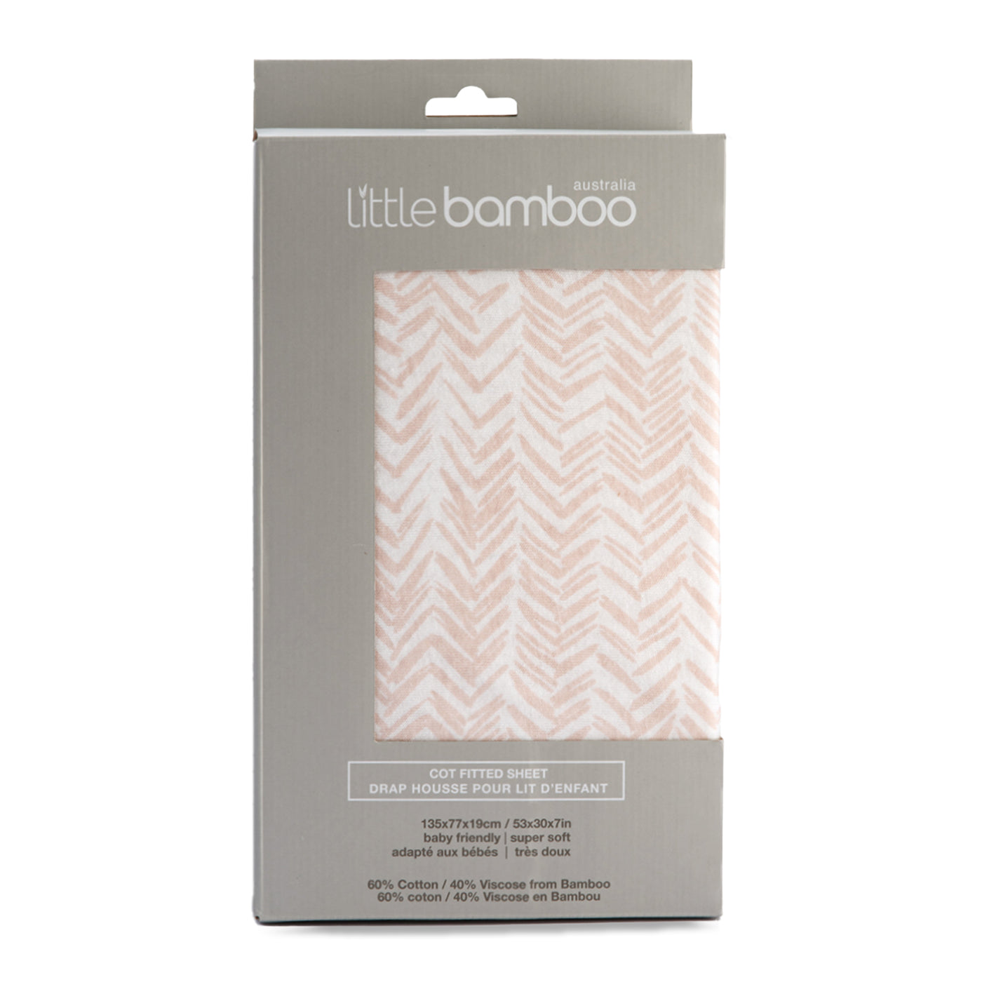 Jersey Fitted Sheet - Cot - Herringbone Dusty Pink