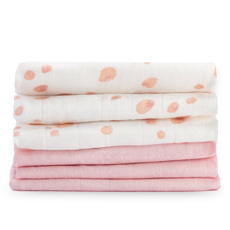 Muslin Wash Cloth 6pk - Dusty Pink