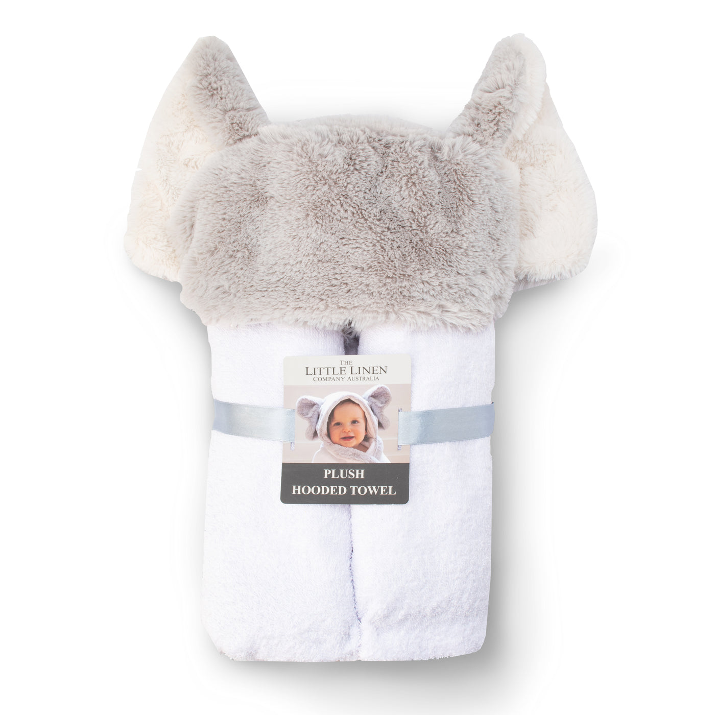 Plush Hooded Towel - Soft Grey