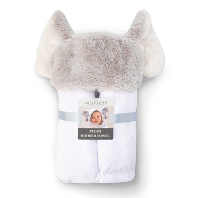 Plush Hooded Towel - Soft Grey