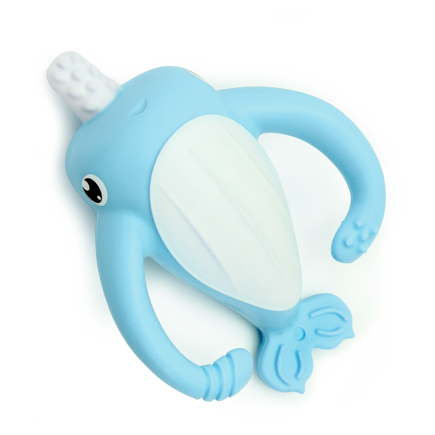 Nora Narwhal Silicone Teether - Light Blue