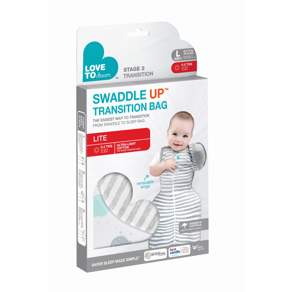 Love to Dream | Swaddle Up™ Transition Bag Lite 0.2 TOG - White - Belly Beyond 