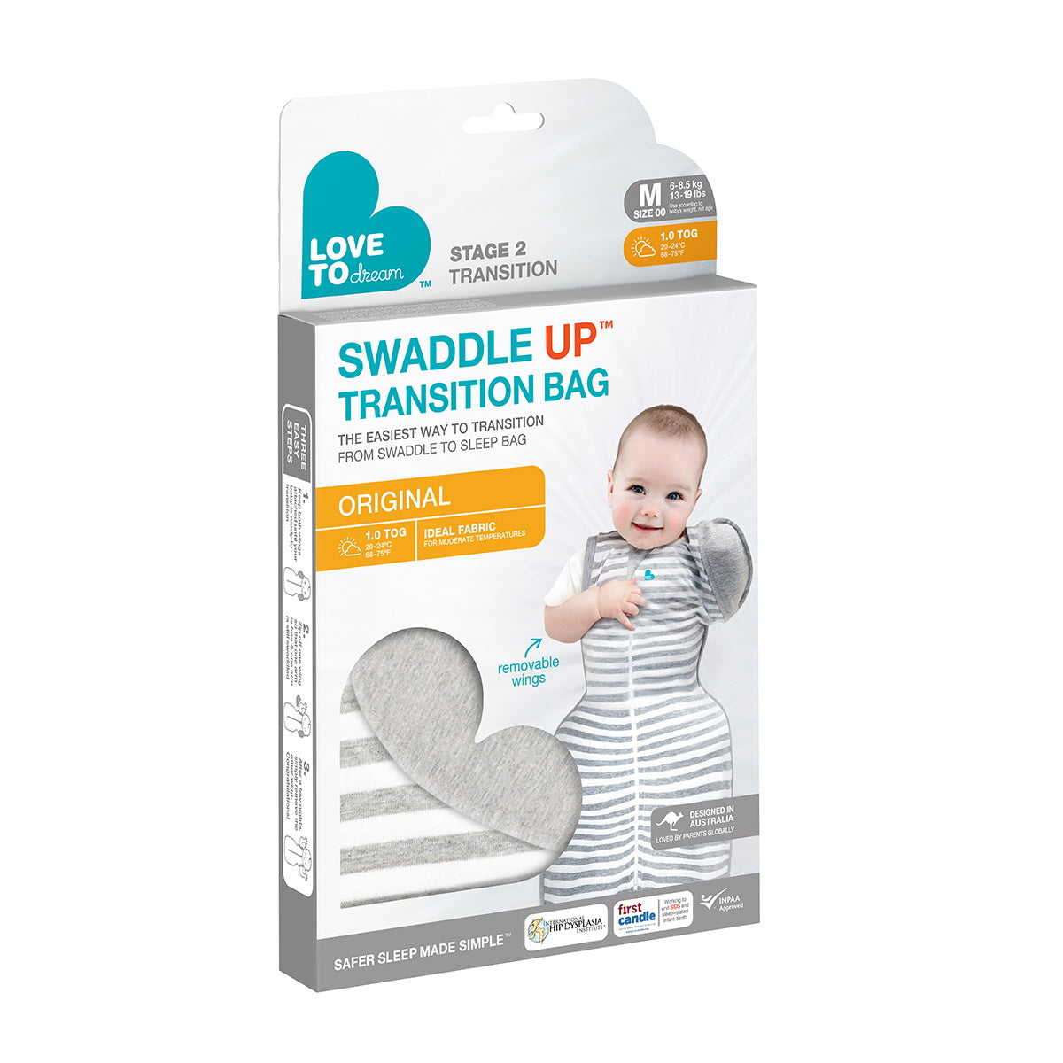 Love to Dream | Swaddle Up™ Transition Bag 1.0 TOG - Grey - Belly Beyond 
