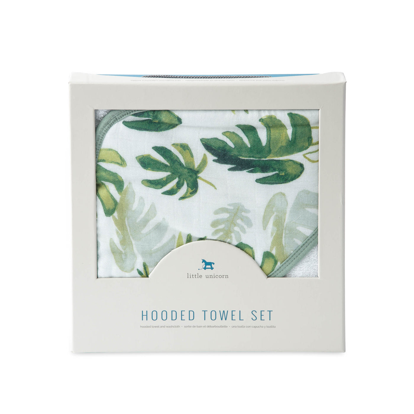 Hooded Towel & Wash Cloth - Tropical Leaf