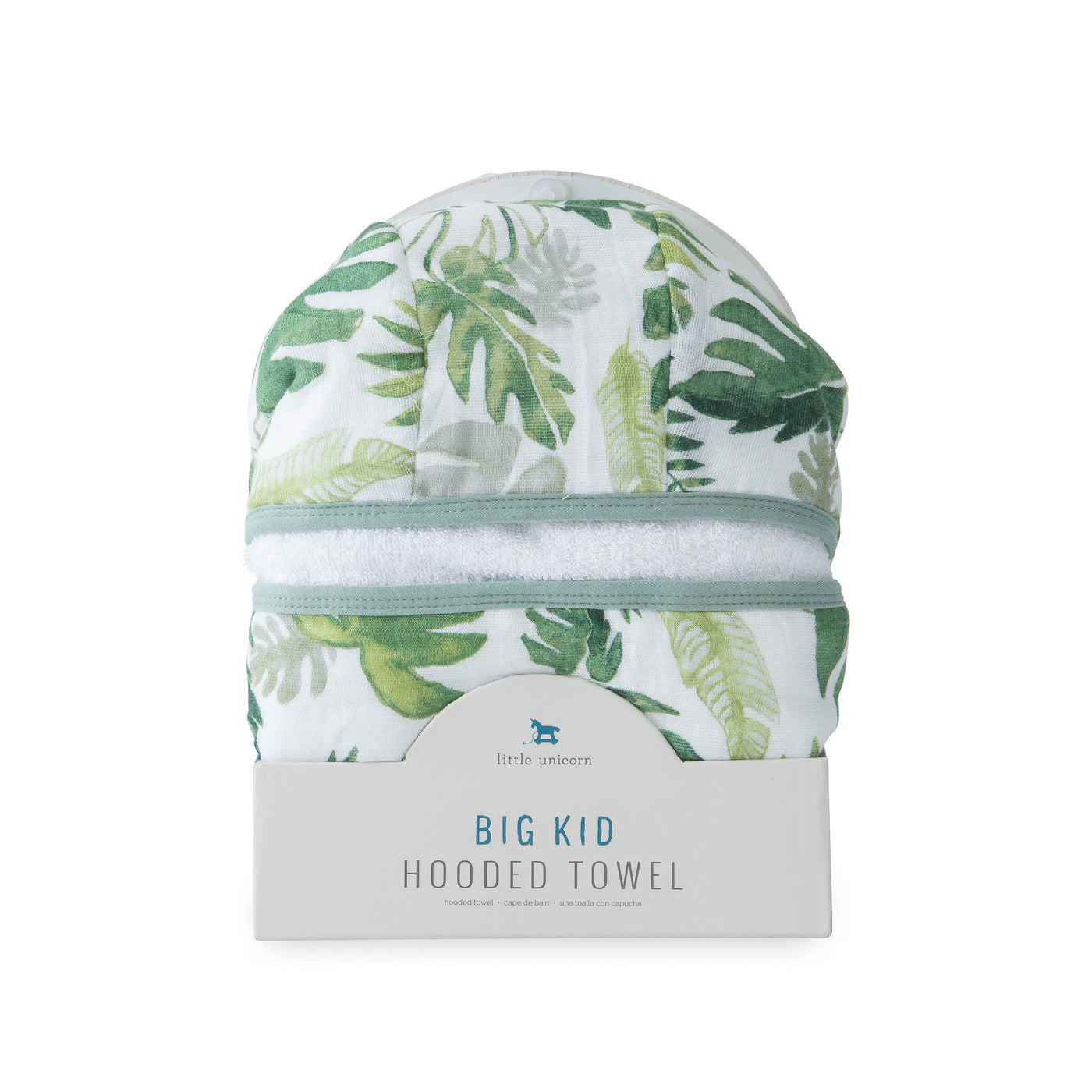 Big Kid Hooded Towel - Tropical Leaf