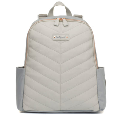 Gabby Backpack Nappy Bag with Vegan Faux Leather - Pale Grey