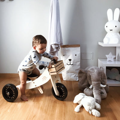 Kinderfeets | Tiny Tot Plus Trike/Balance Bike - White - Belly Beyond 