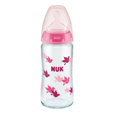 First Choice Plus Glass Baby Bottle Temp. Control - 240ml - Pink