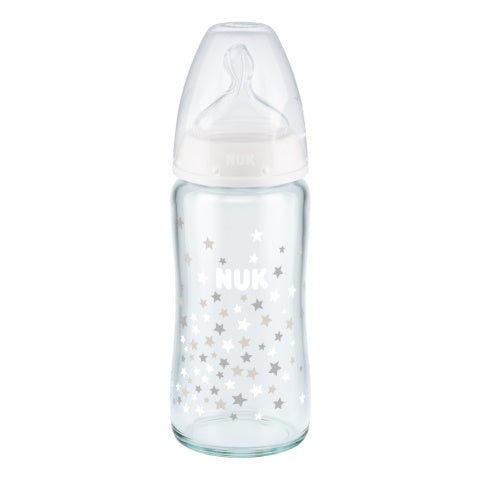 First Choice Plus Glass Baby Bottle - 240ml - White